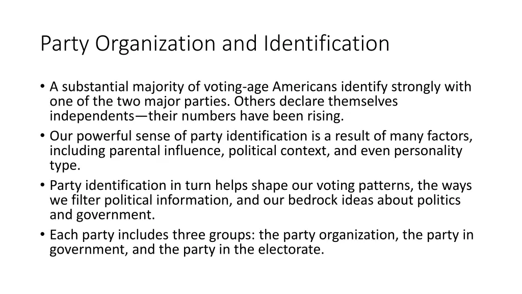 party organization and identification