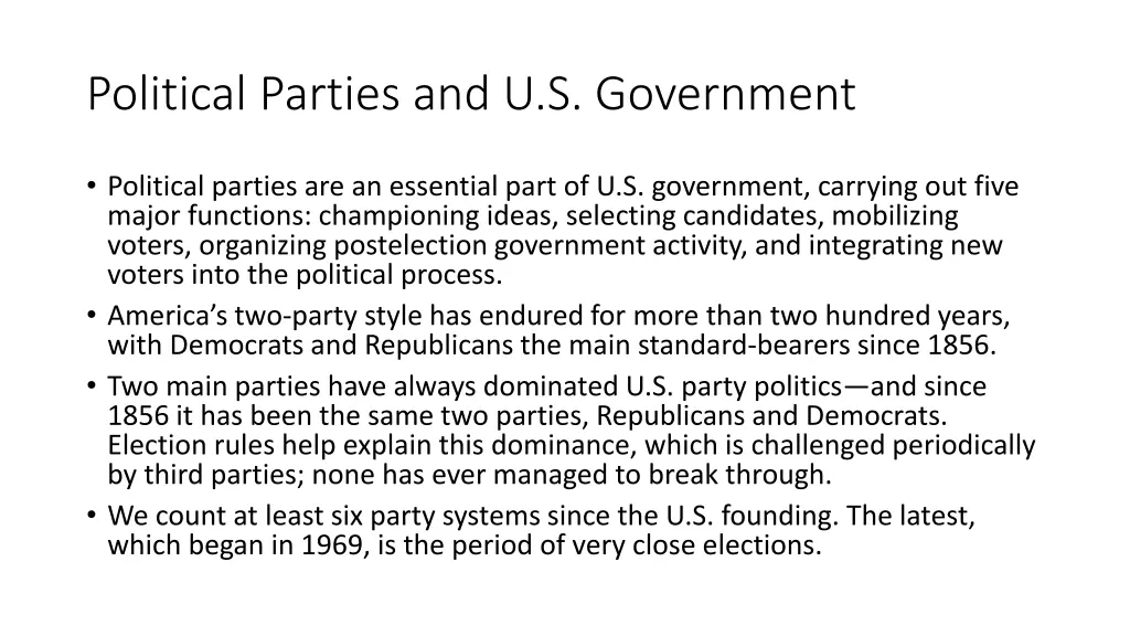 political parties and u s government