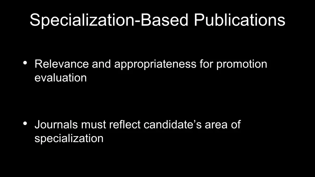 specialization based publications