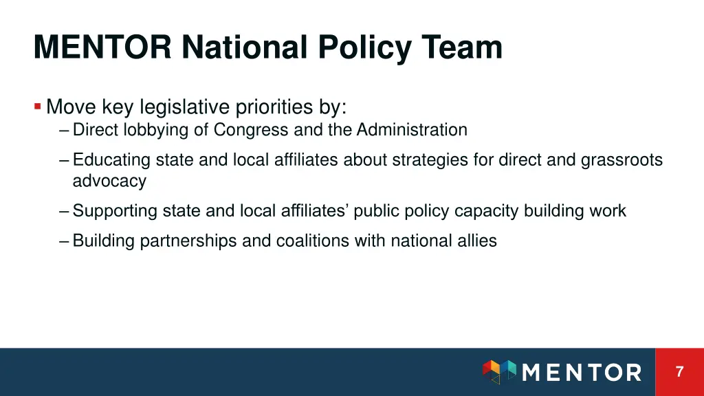 mentor national policy team