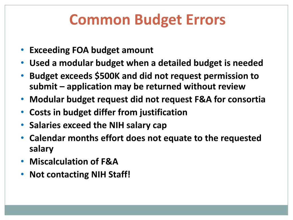 common budget errors