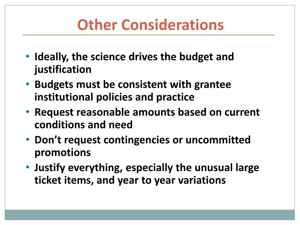 other considerations 1