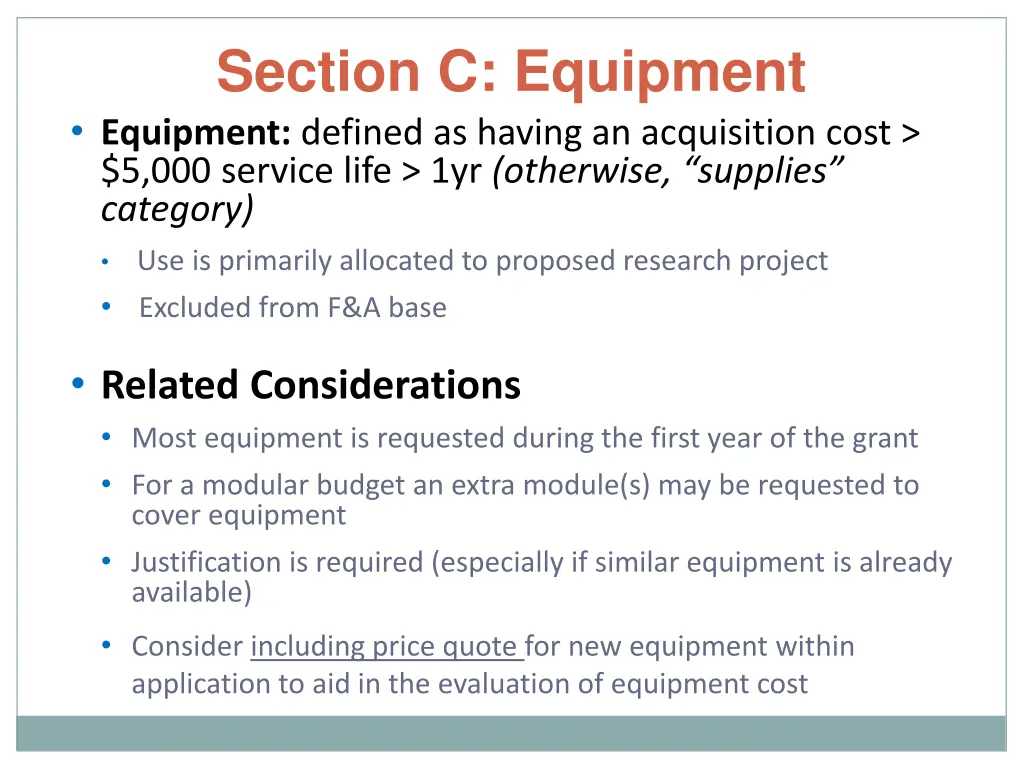 section c equipment