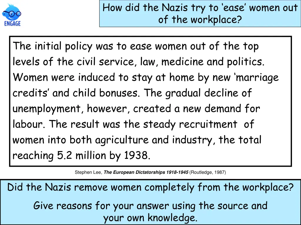 how did the nazis try to ease women