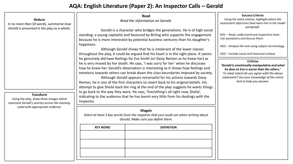 aqa english literature paper 2 an inspector calls 6