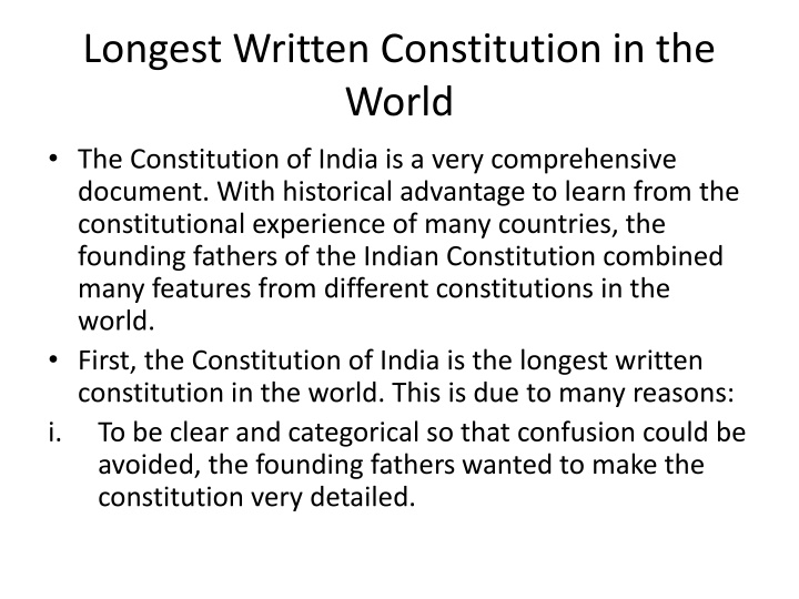 longest written constitution in the world