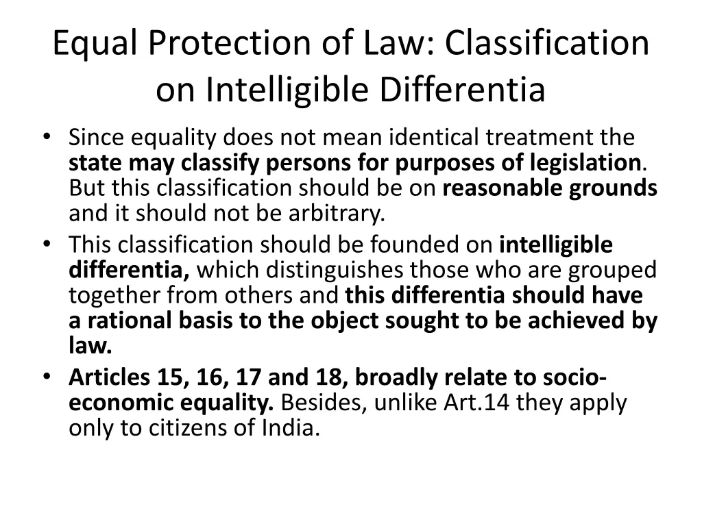 equal protection of law classification