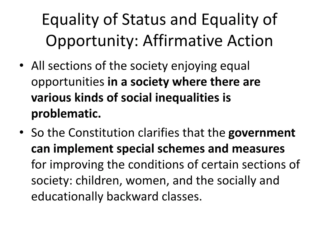 equality of status and equality of opportunity