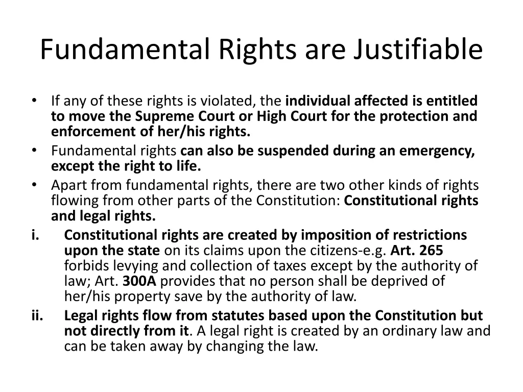 fundamental rights are justifiable