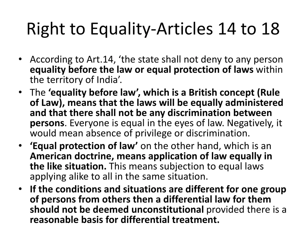 right to equality articles 14 to 18