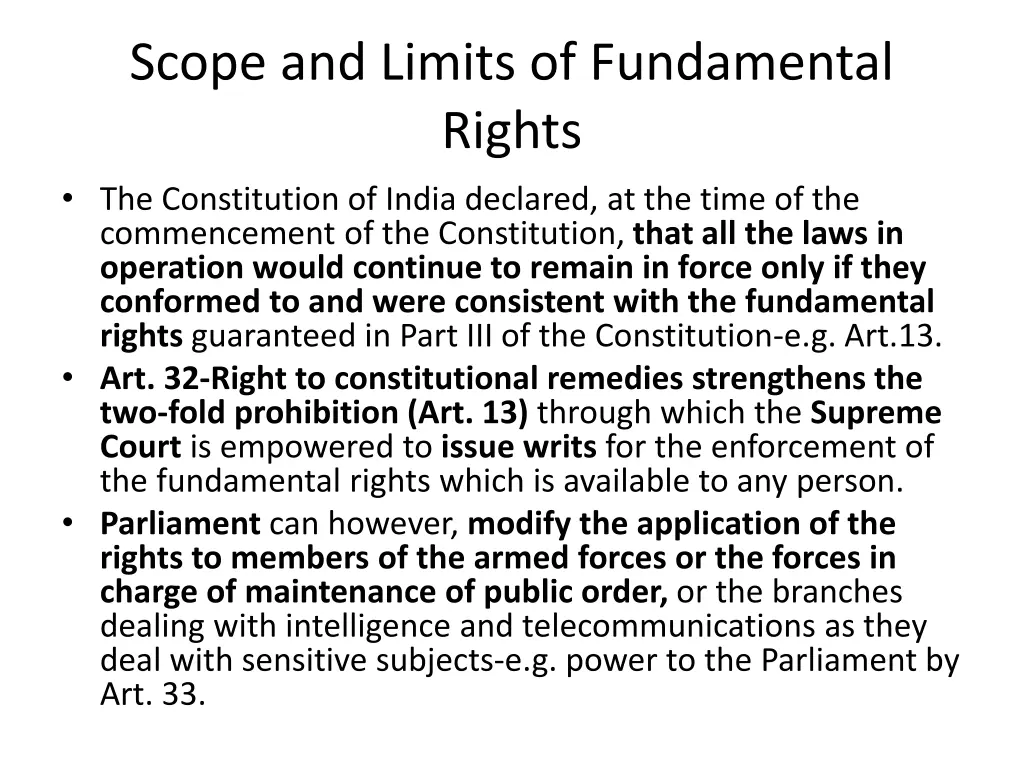 scope and limits of fundamental rights