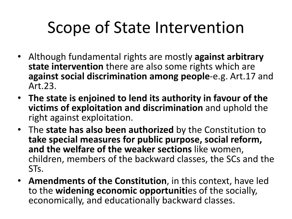 scope of state intervention