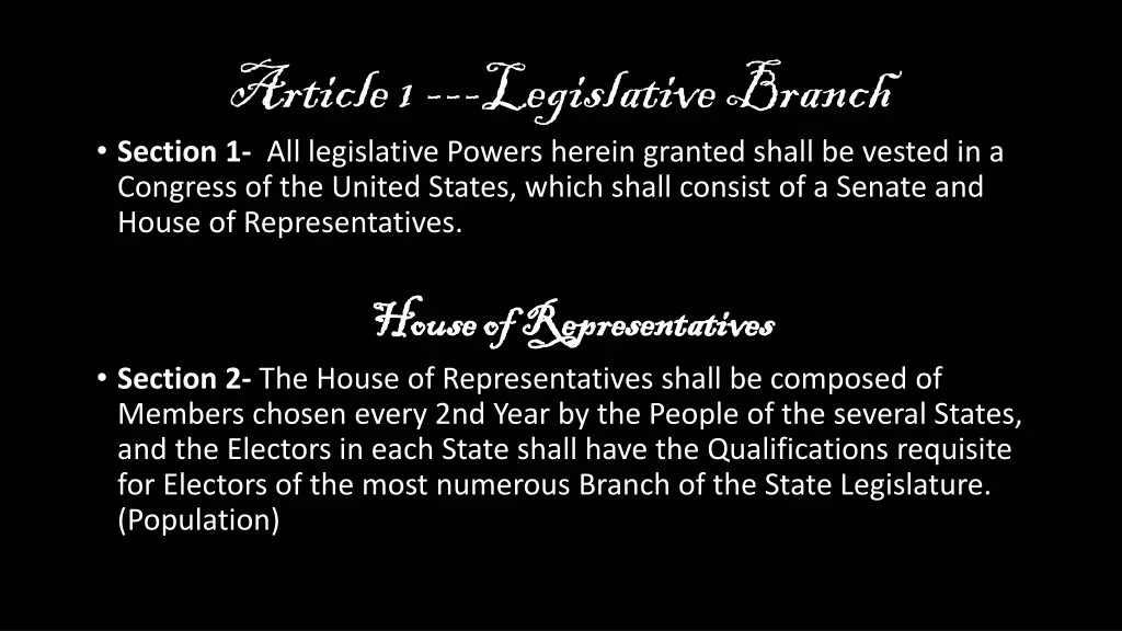 article 1 legislative branch section