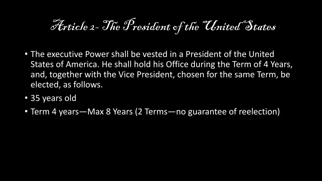 article 2 the president of the united states