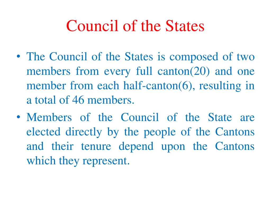 council of the states