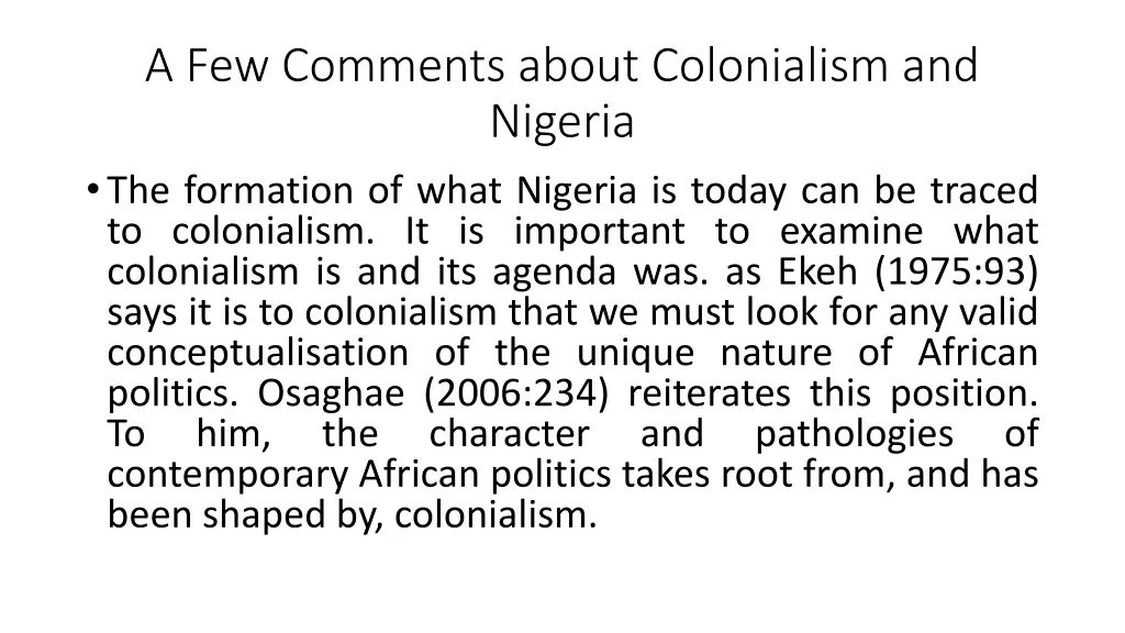 a few comments about colonialism and nigeria