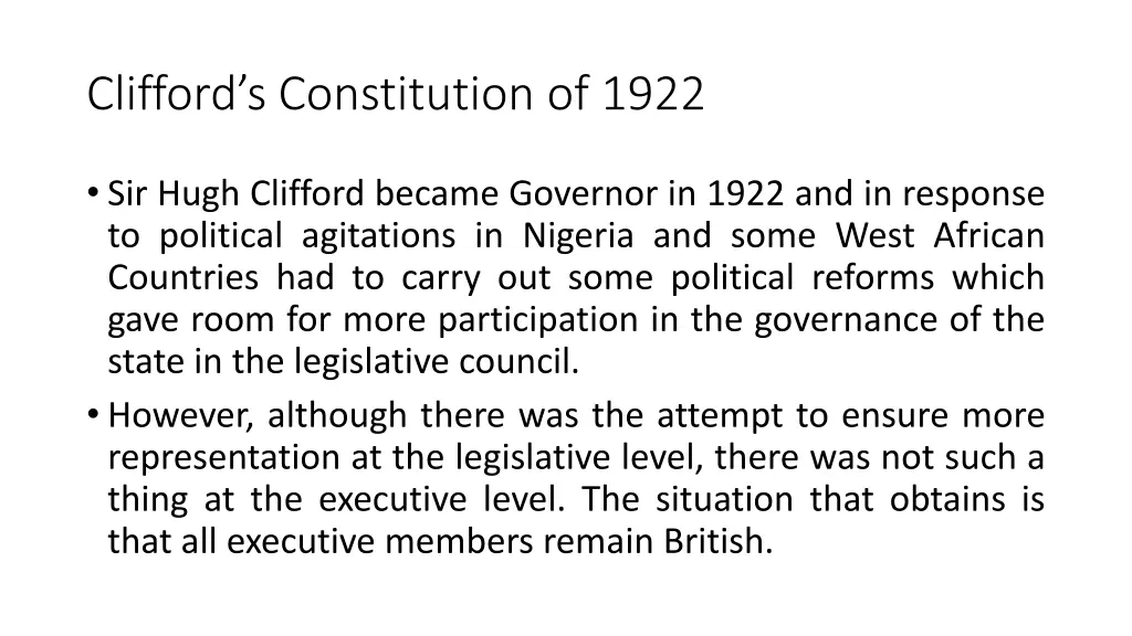 clifford s constitution of 1922