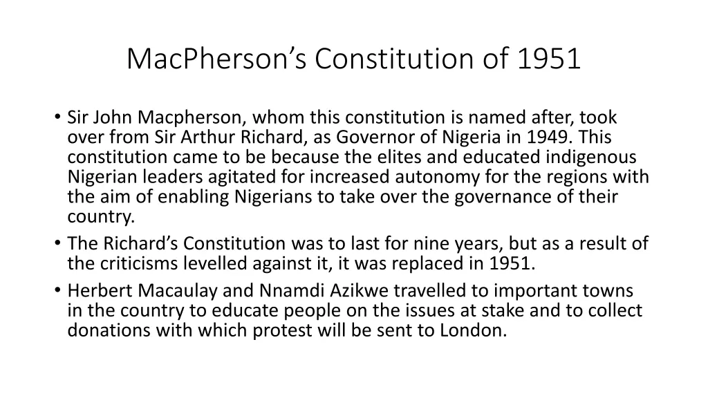 macpherson s constitution of 1951