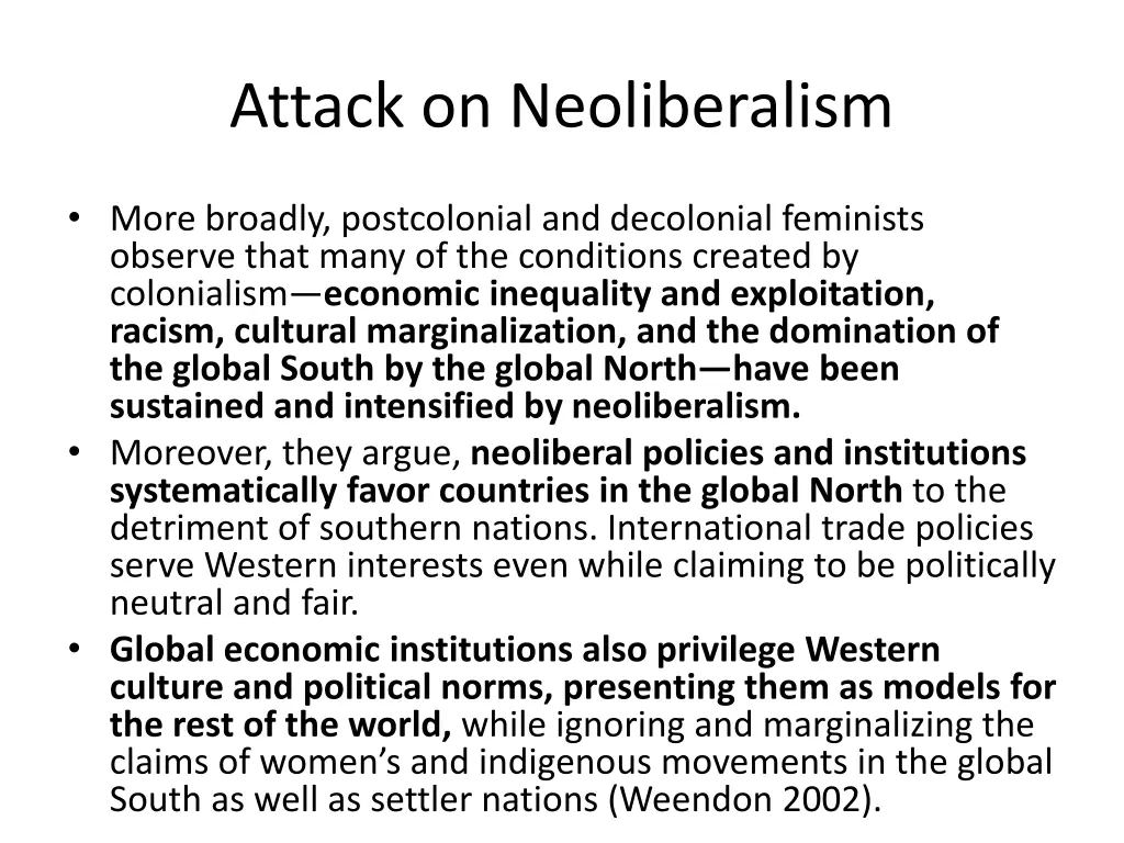 attack on neoliberalism