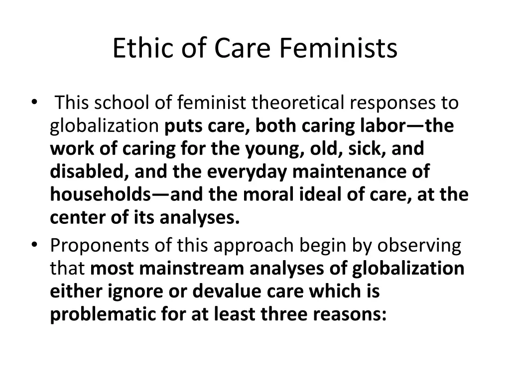 ethic of care feminists