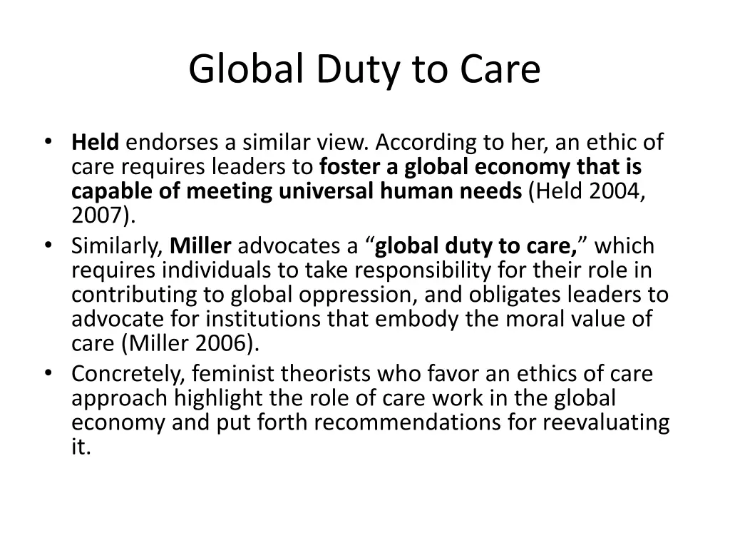 global duty to care