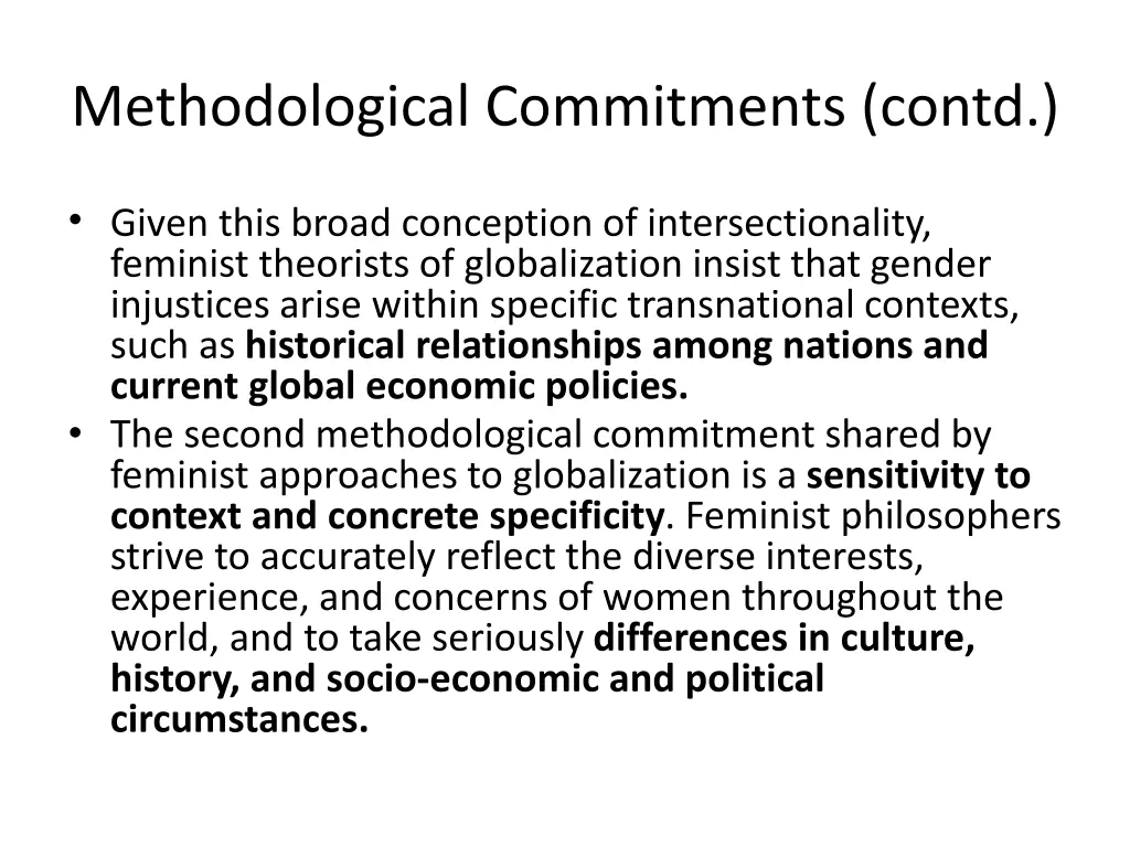 methodological commitments contd