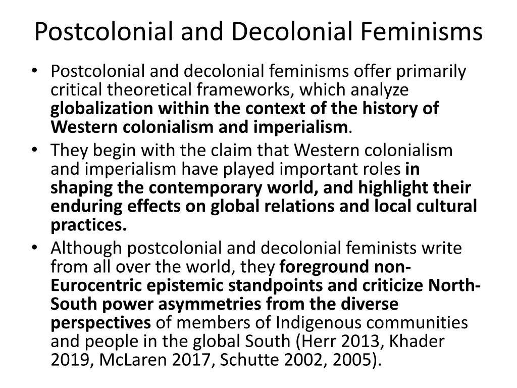 postcolonial and decolonial feminisms