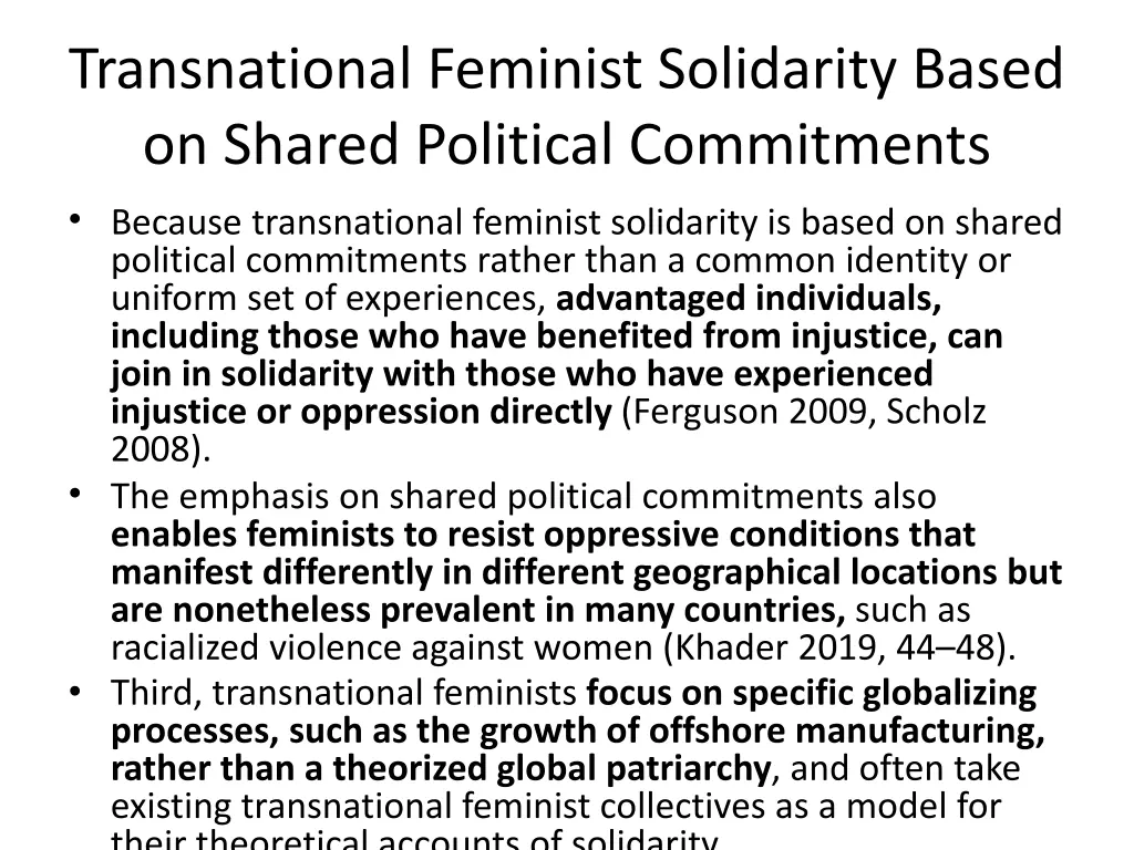 transnational feminist solidarity based on shared