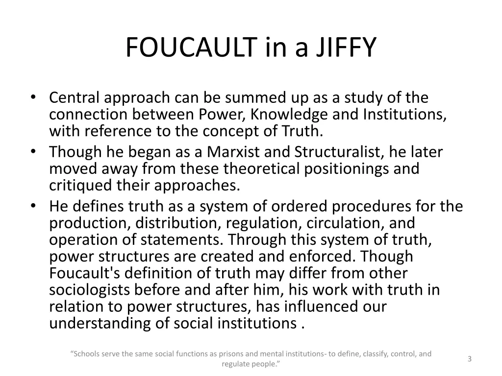 foucault in a jiffy