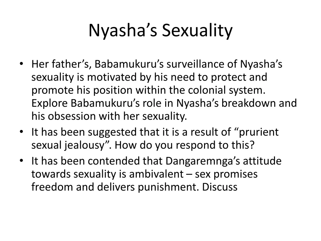 nyasha s sexuality