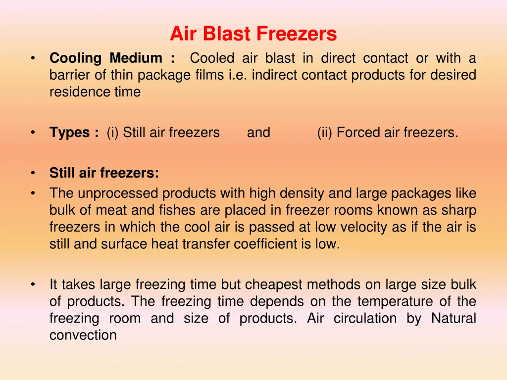 air blast freezers cooled air blast in direct