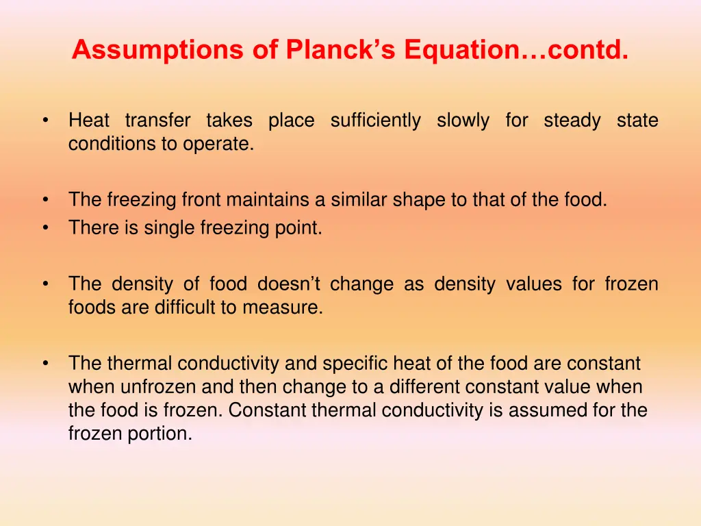 assumptions of planck s equation contd