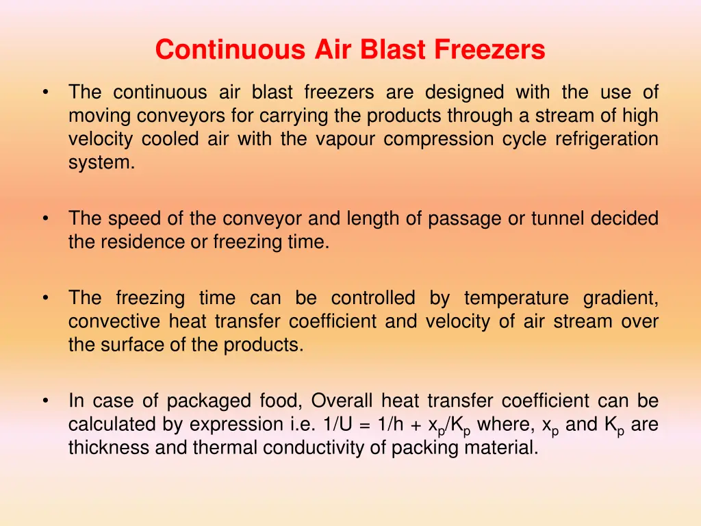 continuous air blast freezers