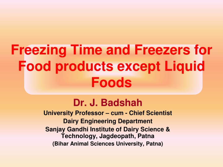 freezing time and freezers for food products