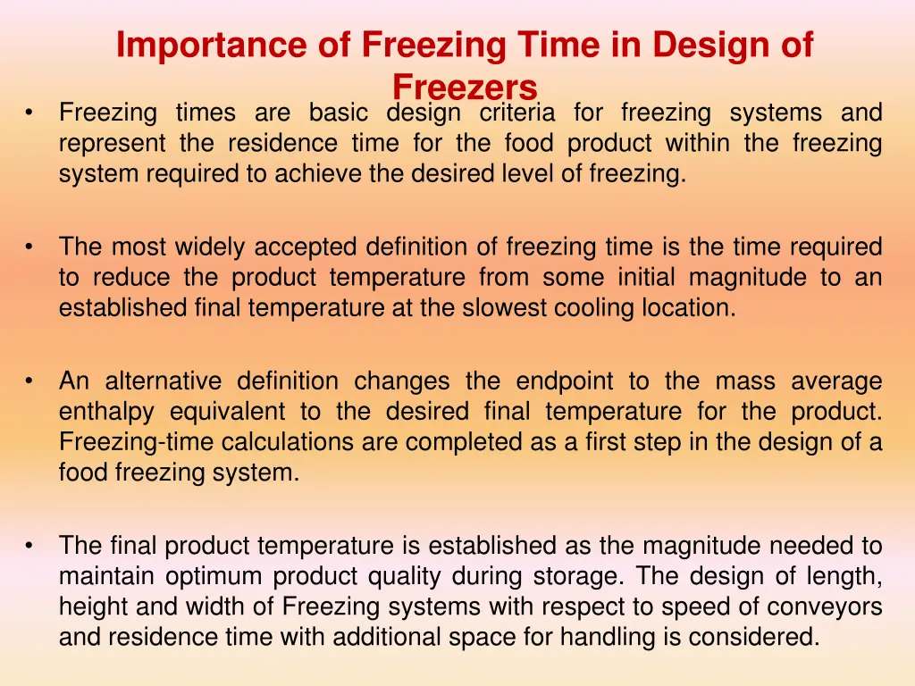 importance of freezing time in design of freezers