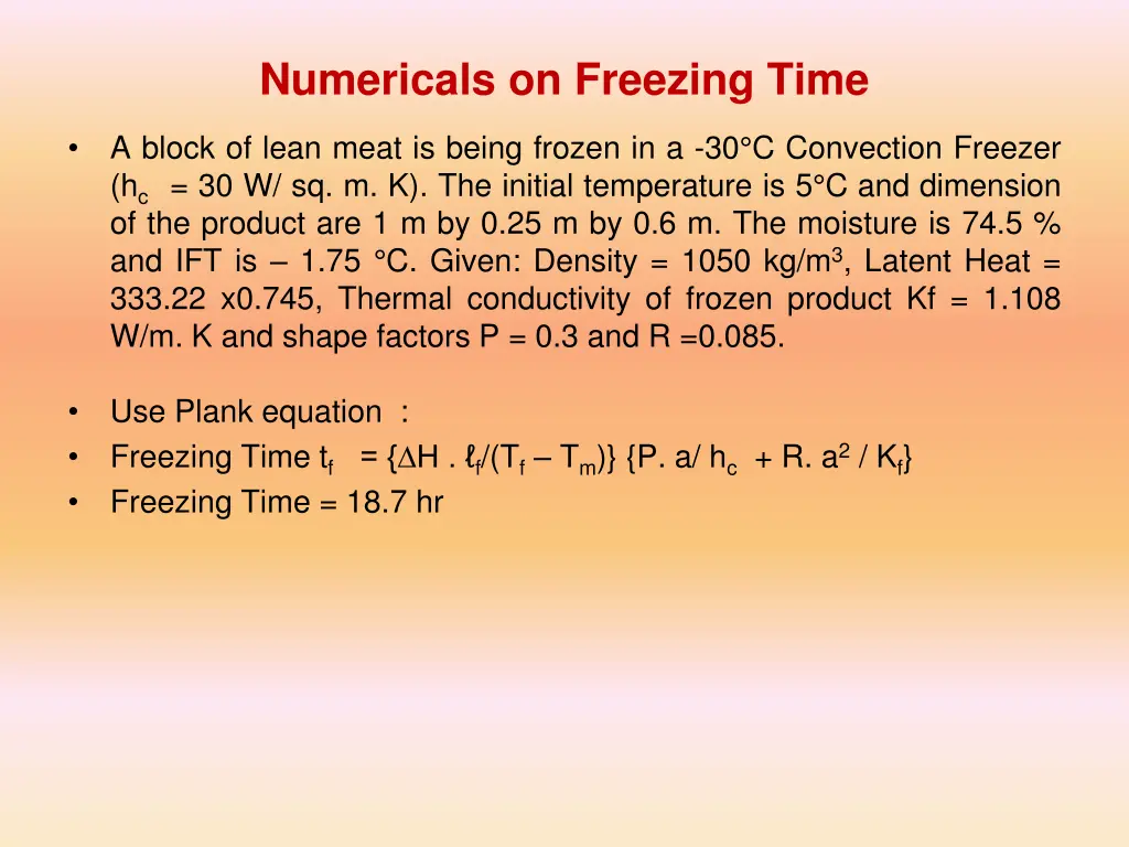 numericals on freezing time