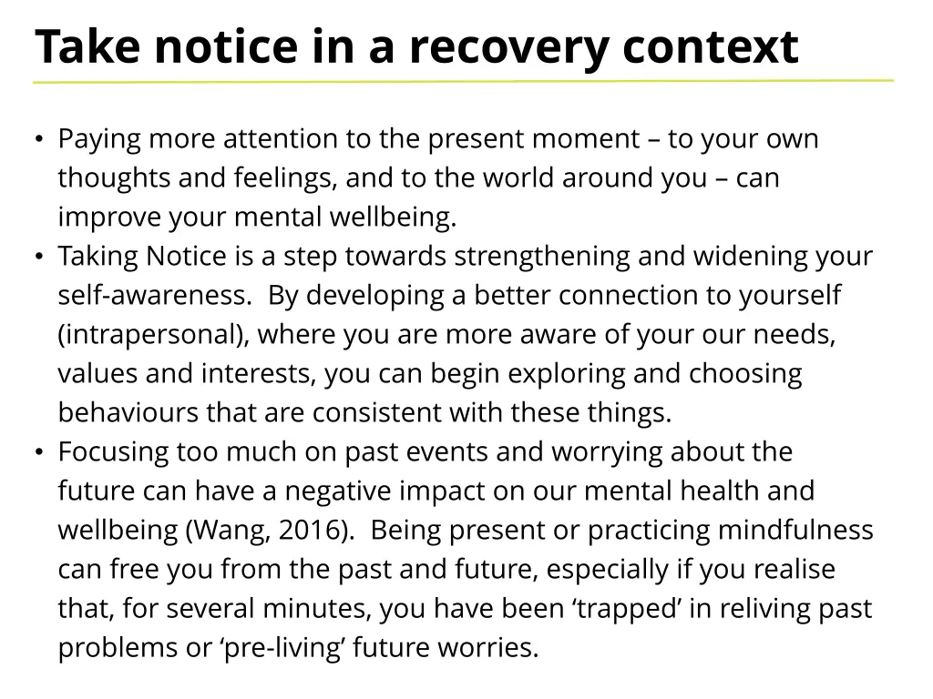 take notice in a recovery context