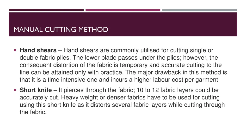 manual cutting method