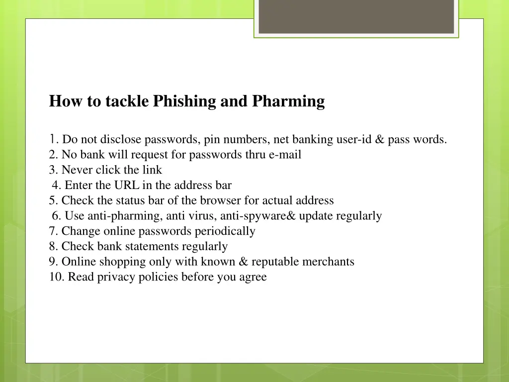 how to tackle phishing and pharming