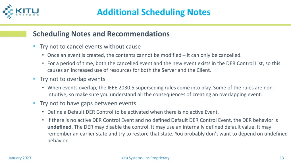 additional scheduling notes