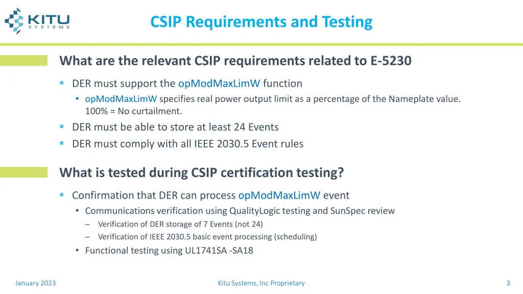 csip requirements and testing