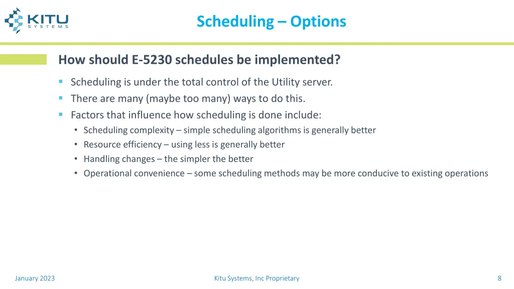 scheduling options