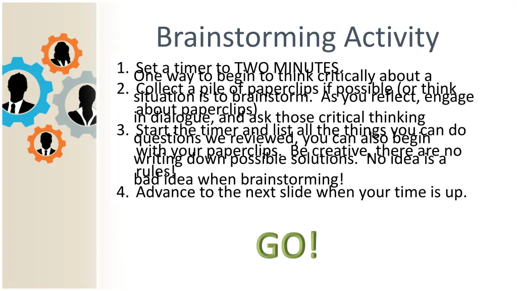 brainstorming activity 1 set a timer