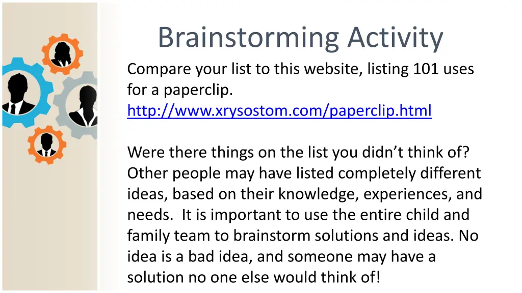 brainstorming activity compare your list to this