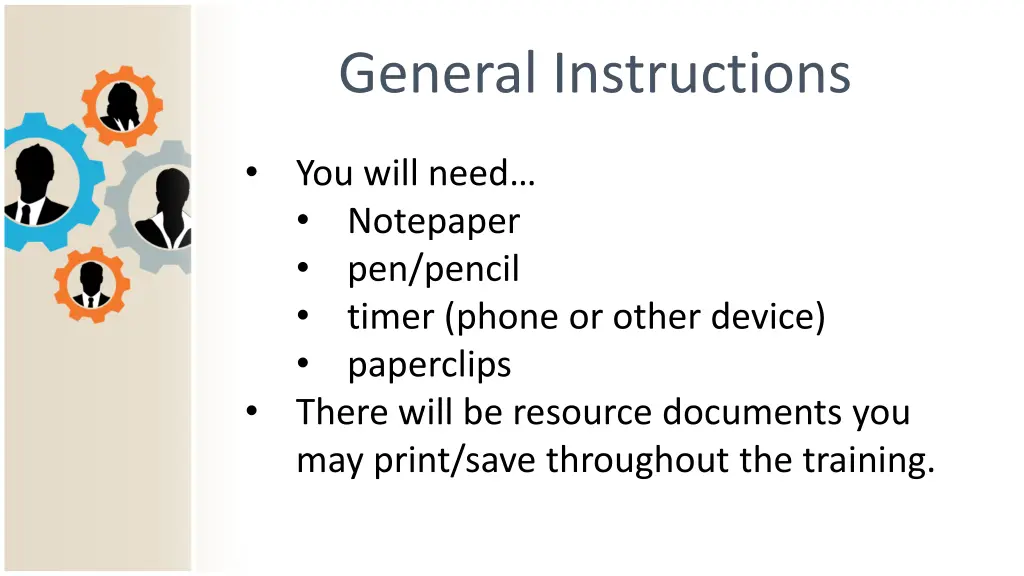 general instructions