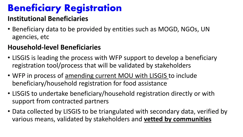 beneficiary registration institutional