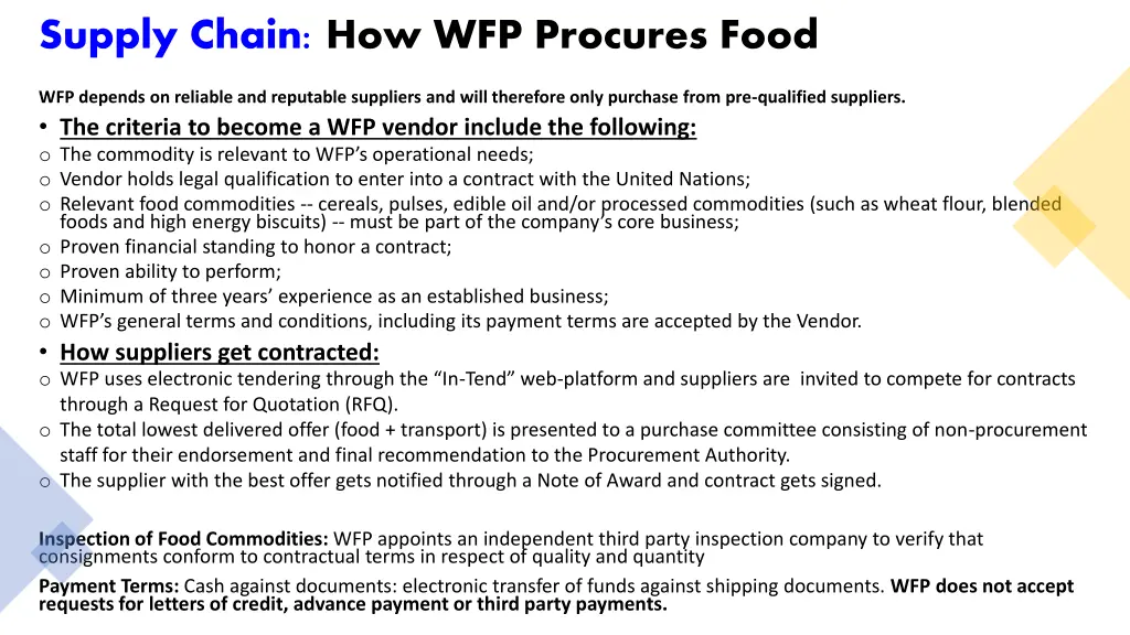 supply chain how wfp procures food