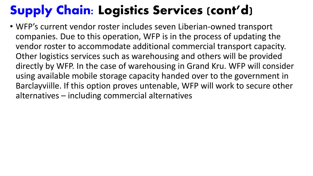 supply chain logistics services cont