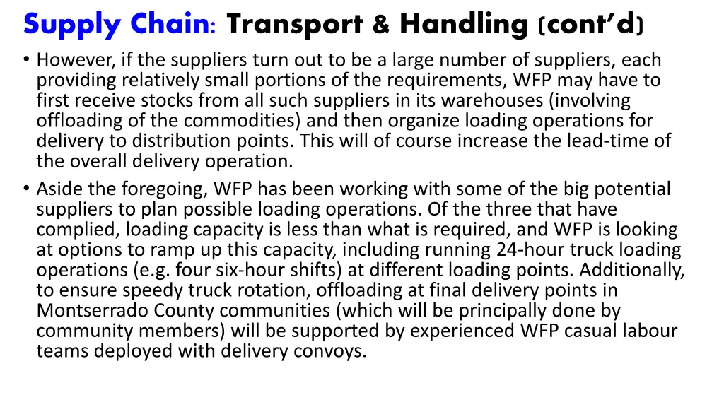 supply chain transport handling cont d however