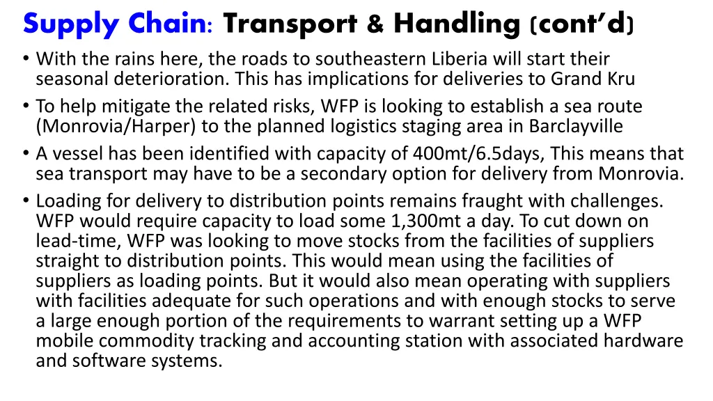 supply chain transport handling cont d with